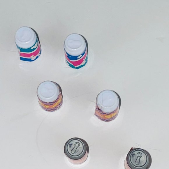 Barbie Lot of 6 Pretend Play Toy Cans of Soda Pop Kids Playset Toys - Picture 2 of 8